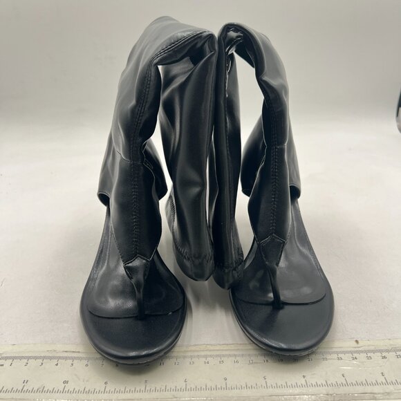 Black Fashion Ankle Boots Round Toe Sandals Low Heels Flip Flop Zippers Shoes - Picture 3 of 8